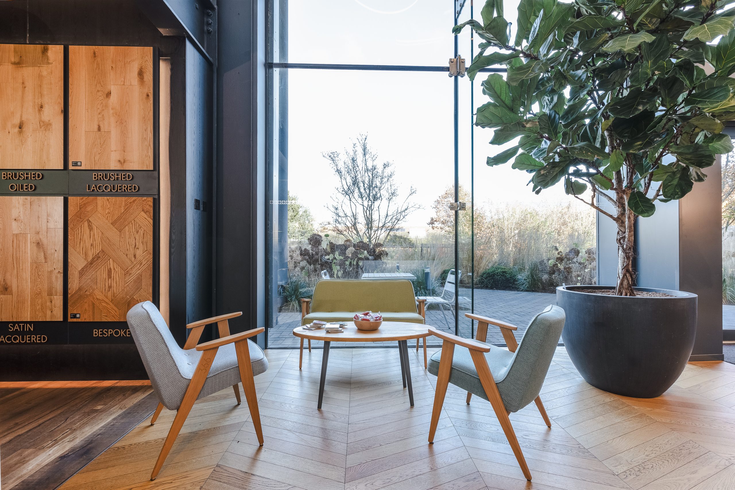 Interior photography of a wood flooring showroom